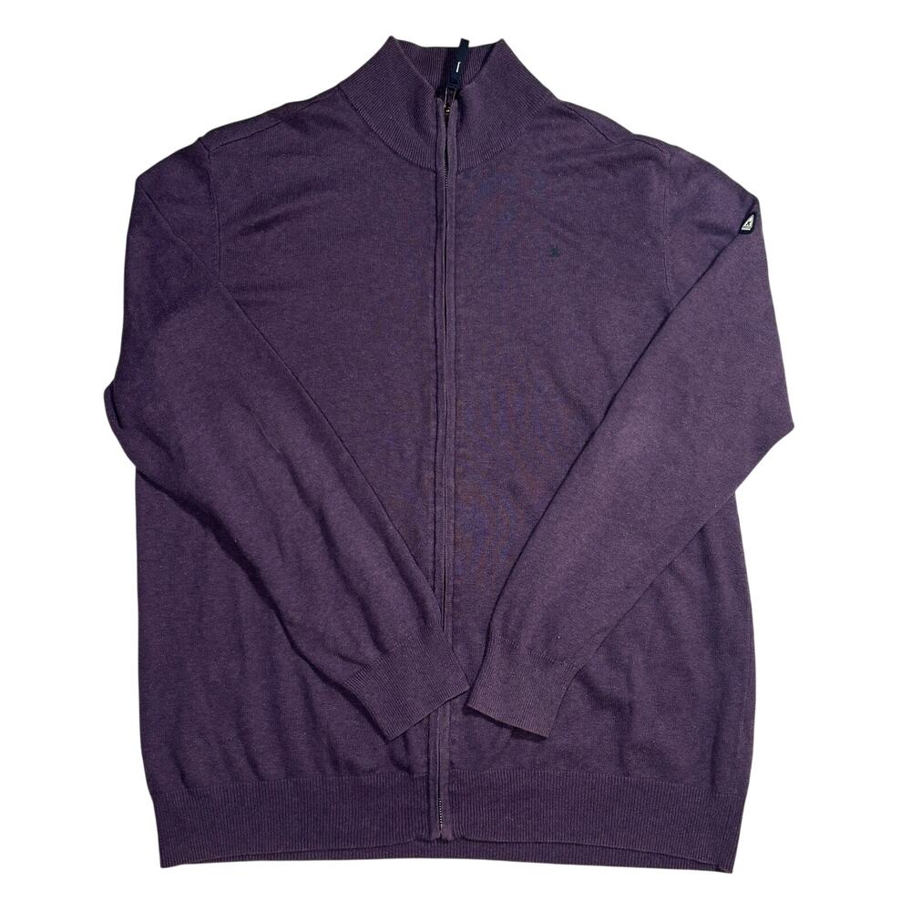 Gaastra Cardigan Sweater Mens XXL 2XL Purple Full Zip Cashmere Blend Mock Neck